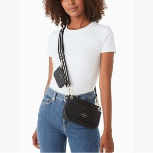 Kate Spade/Rosie Small Leather Crossbody in Black Pebble with Coin Purse